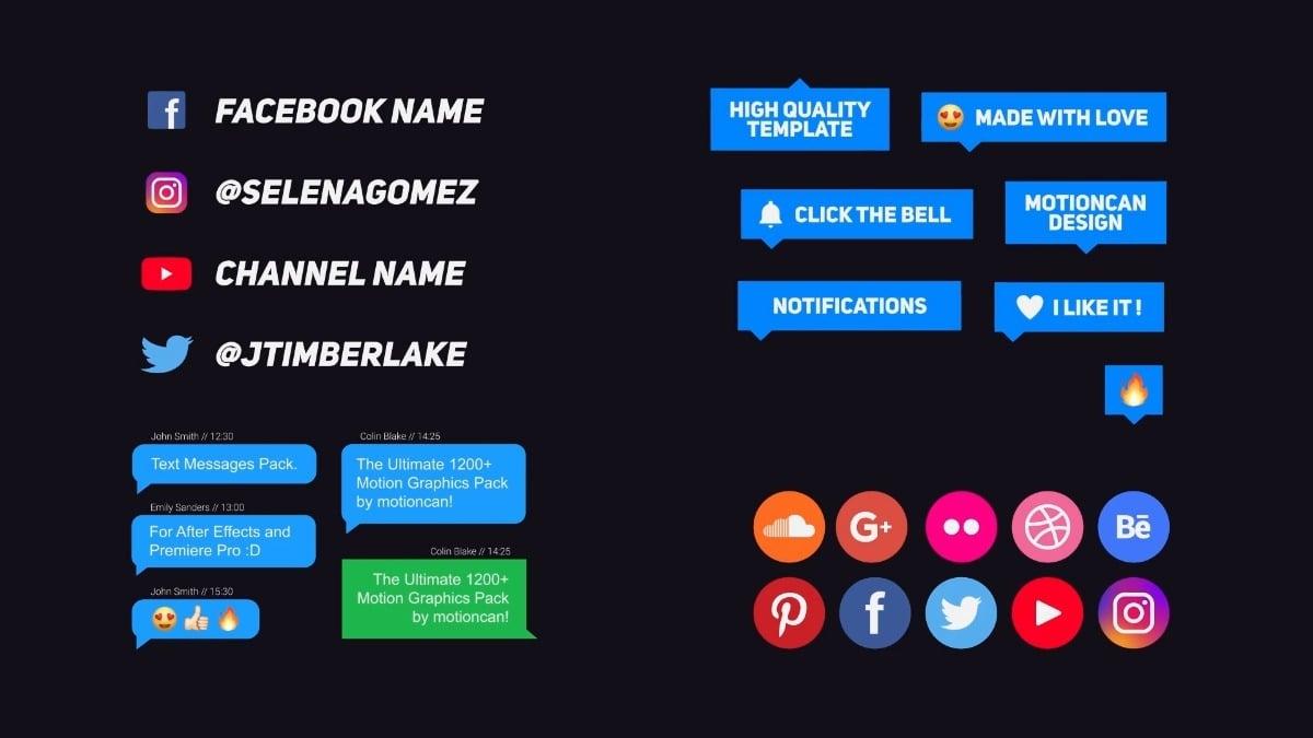 750 Elements Editable Templates After Effects Graphics Pack