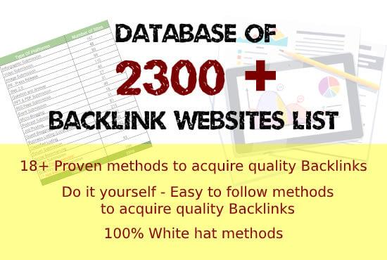 Database of 2300 plus Backlink Websites List