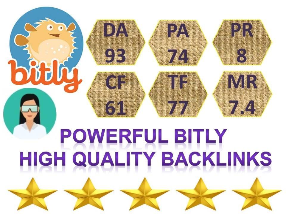 Supper Powerful Bitly 100 Share Backlinks High Quality DA,93 PA,74 Backlinks