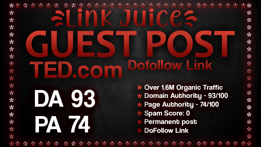I will do SEO backlinks unique article on Ted .com high DA PA Domain