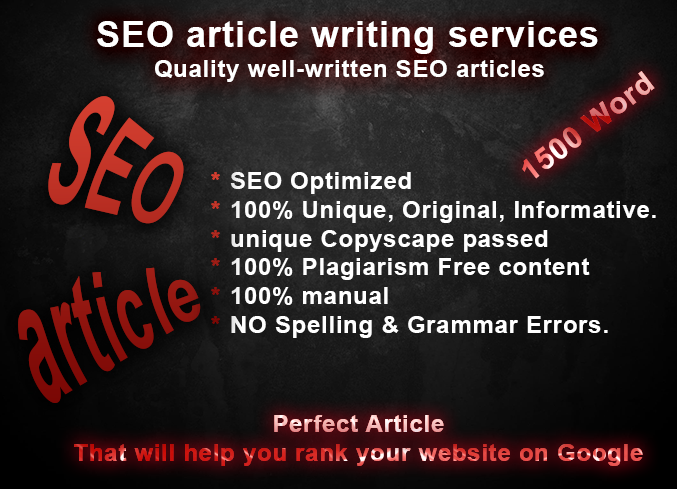 I will write high quality SEO articles, blog posts and site content