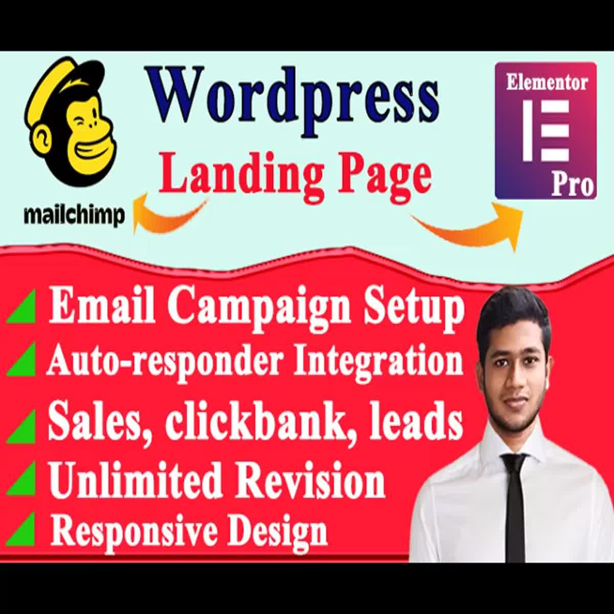 wordpress landing page design elementor landing page mailchimp landing page