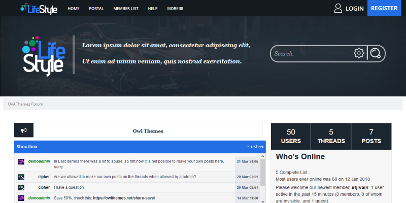 LifeStyle - MyBB MultiColor, Responsive Theme
