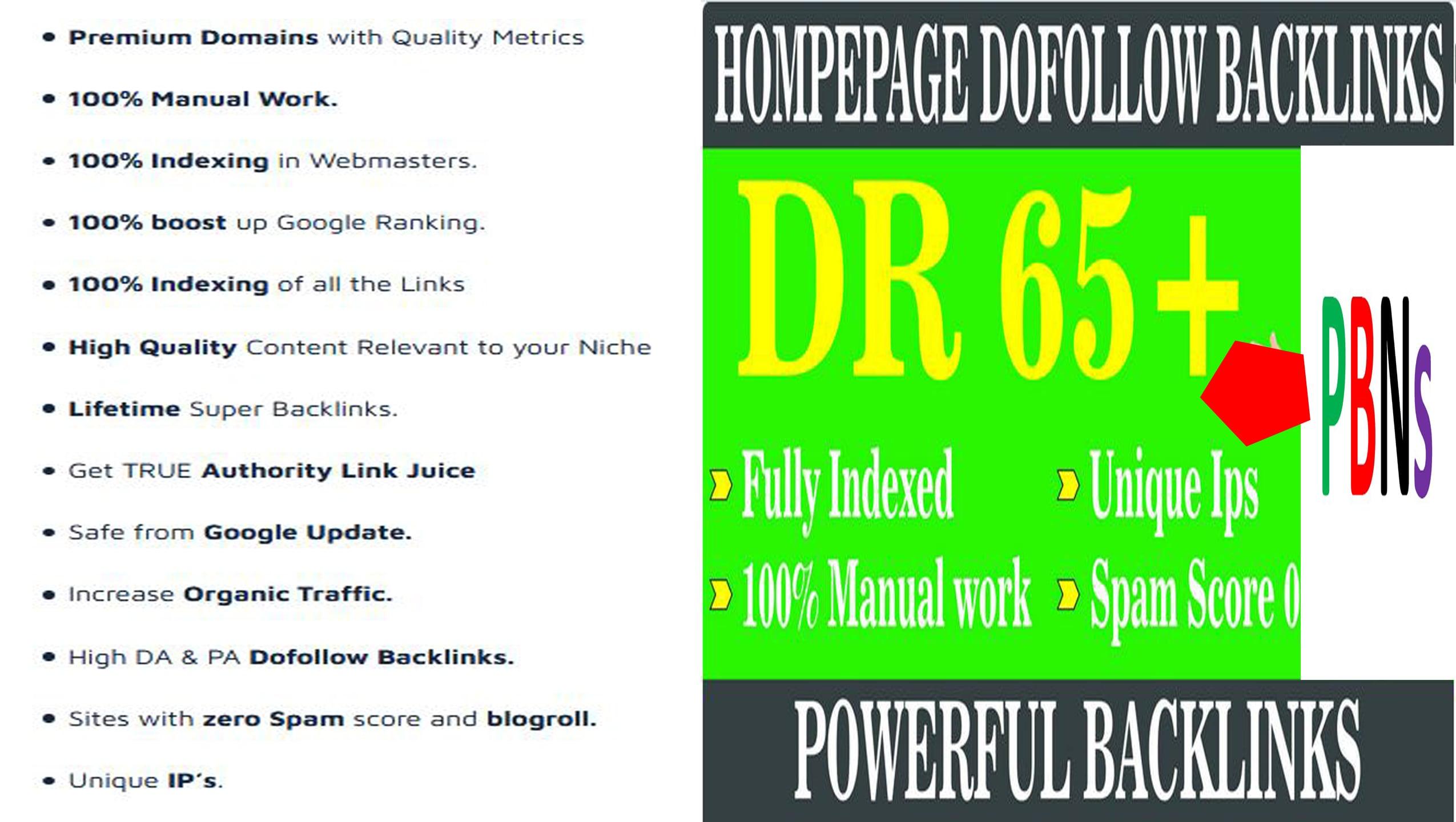 Rank with 3 DR66+ Homepage permanent PBN Do Follow backlinks
