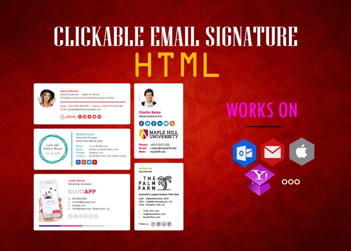 create clickable HTML email signature for iphone, outlook and gmail
