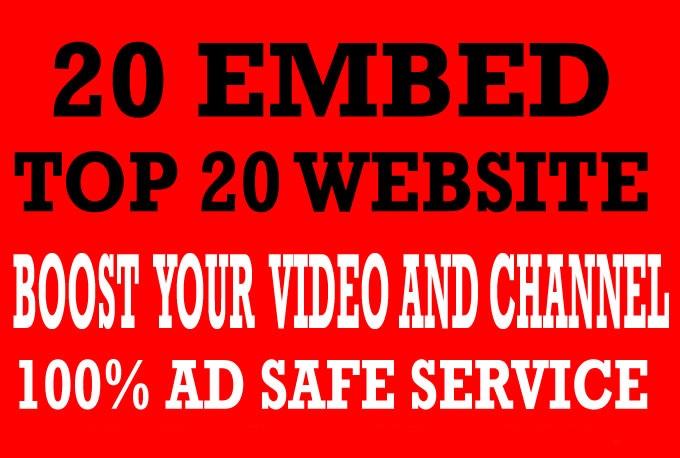 organic youtube promotion 20 EMBED websites