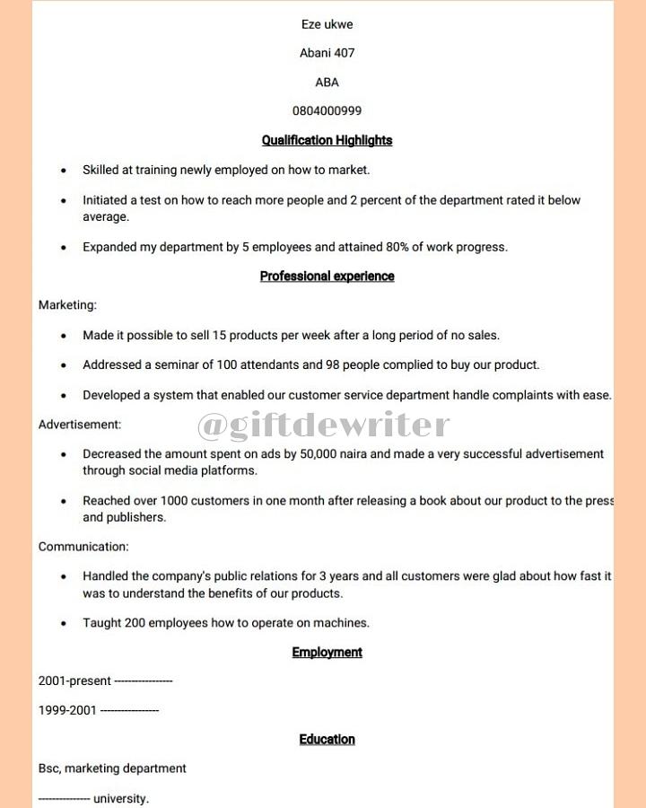 I Deliver the best toolbox to sell yourself to your employer. High-quality Resume, less than a page.