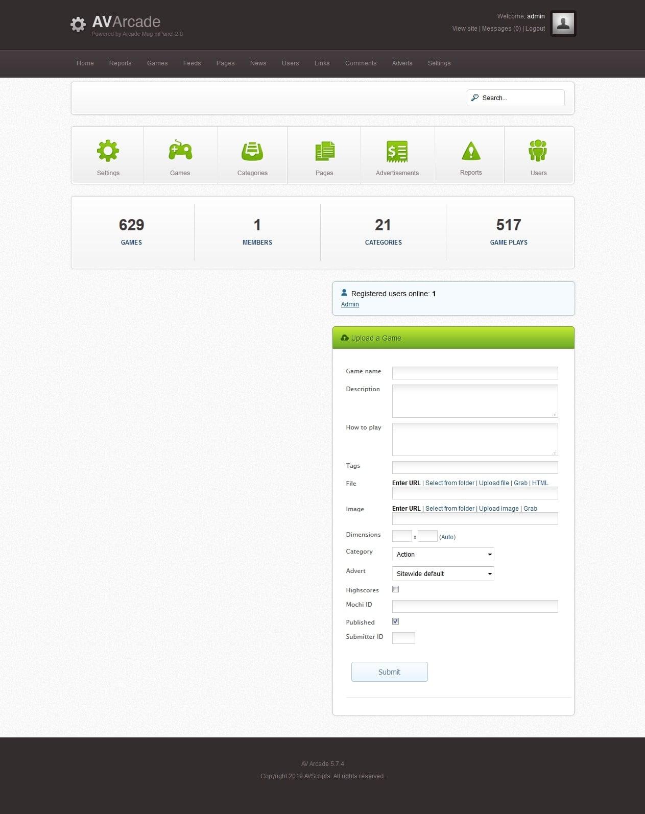 Create your own arcade games online website