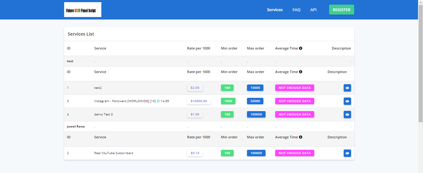 SMM Reseller panel Script with API