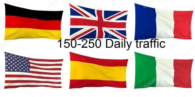 Daily traffic German , USA , UK , Italy , France, Spain