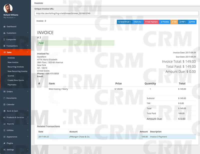 CRM Web Invoice billing Customer Relationship Manager (PHP Script)