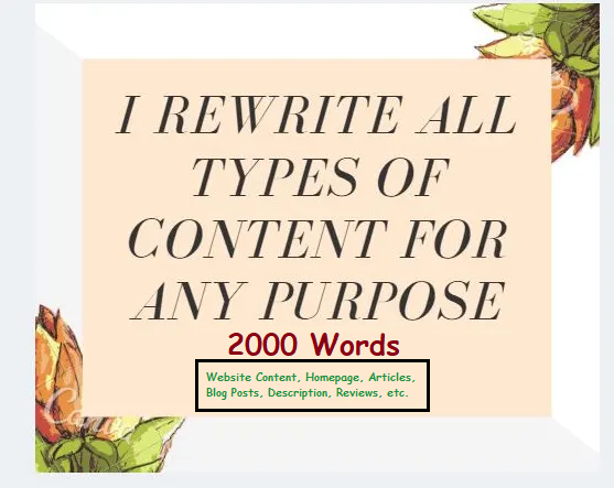 I will manually rewrite website contents: blog posts, articles. SEO Pro Rewriter