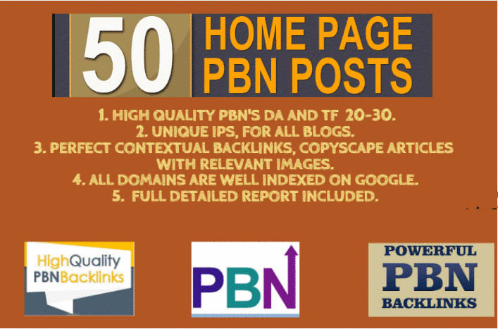 Create High 50 TF CF DA PA 35+ Homepage PBN Backlinks to Rank High in Google