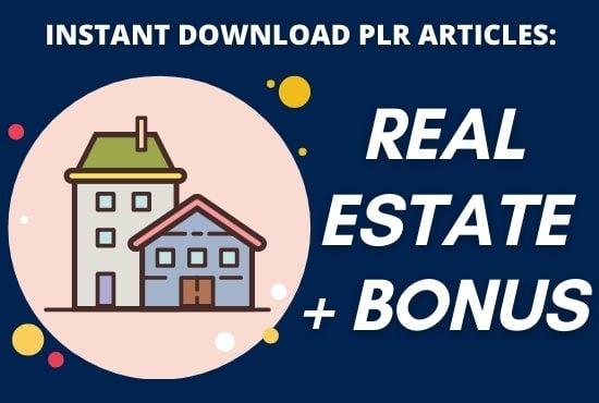 I will provide 1700 PLR article of real estate niche with bonus 