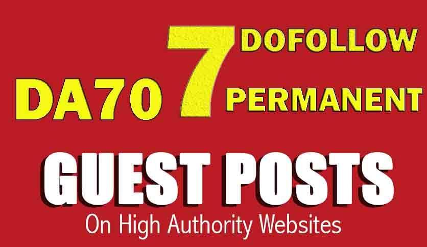 Publish 7 Guest post service on DA70 Real Blog site