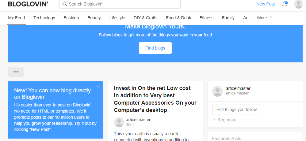 I will provide you high quality SEO guest post on Bloglovin.com DA - 93 PA - 76