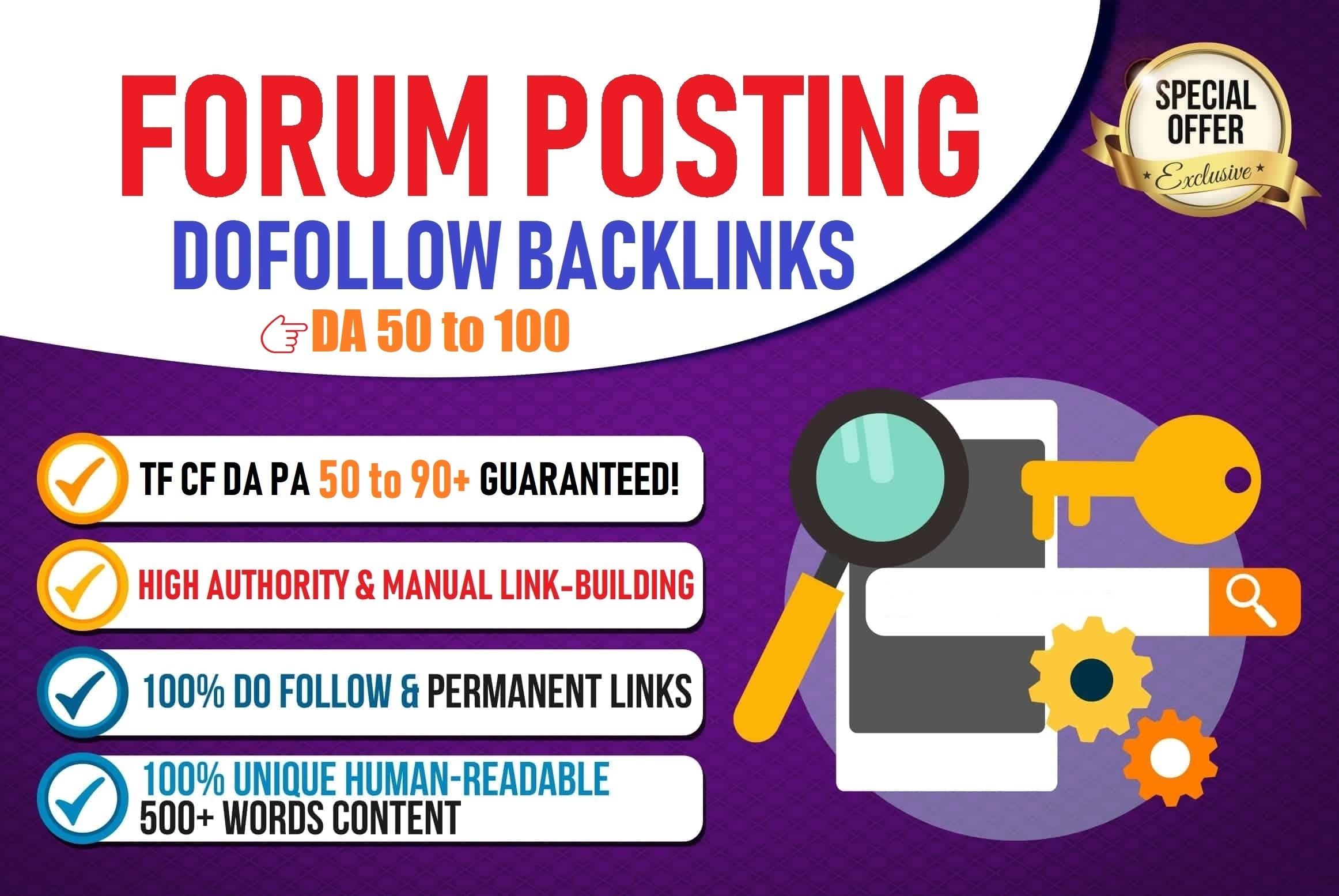 High DA PA 50+ Do follow Forum Backlinks