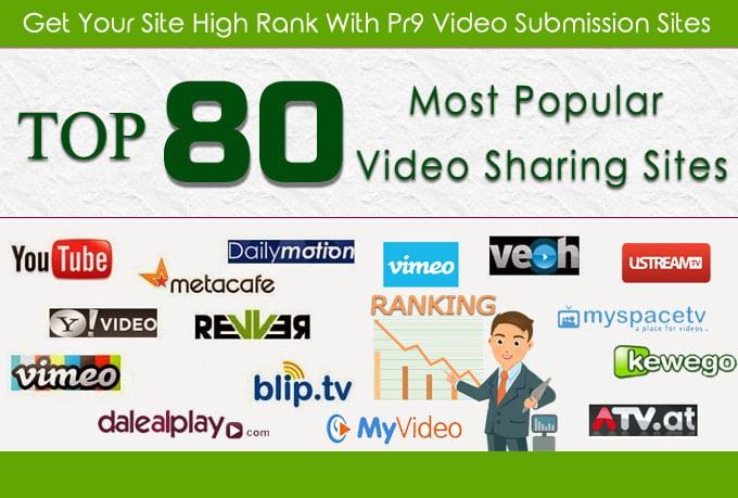 Manually Submit Video, 80 Video Sharing Submission Pr9 Sites