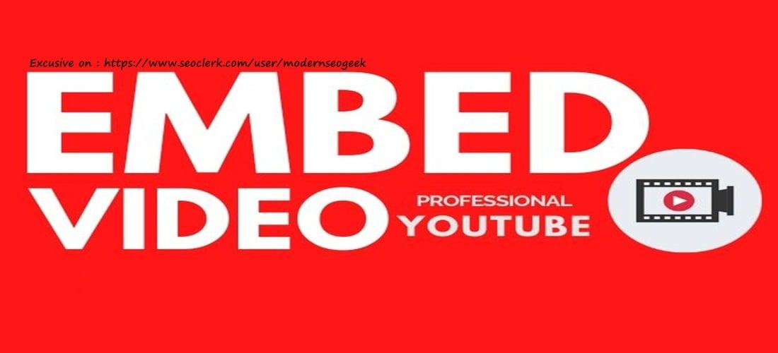 I will video embed your YouTube Video on web properties