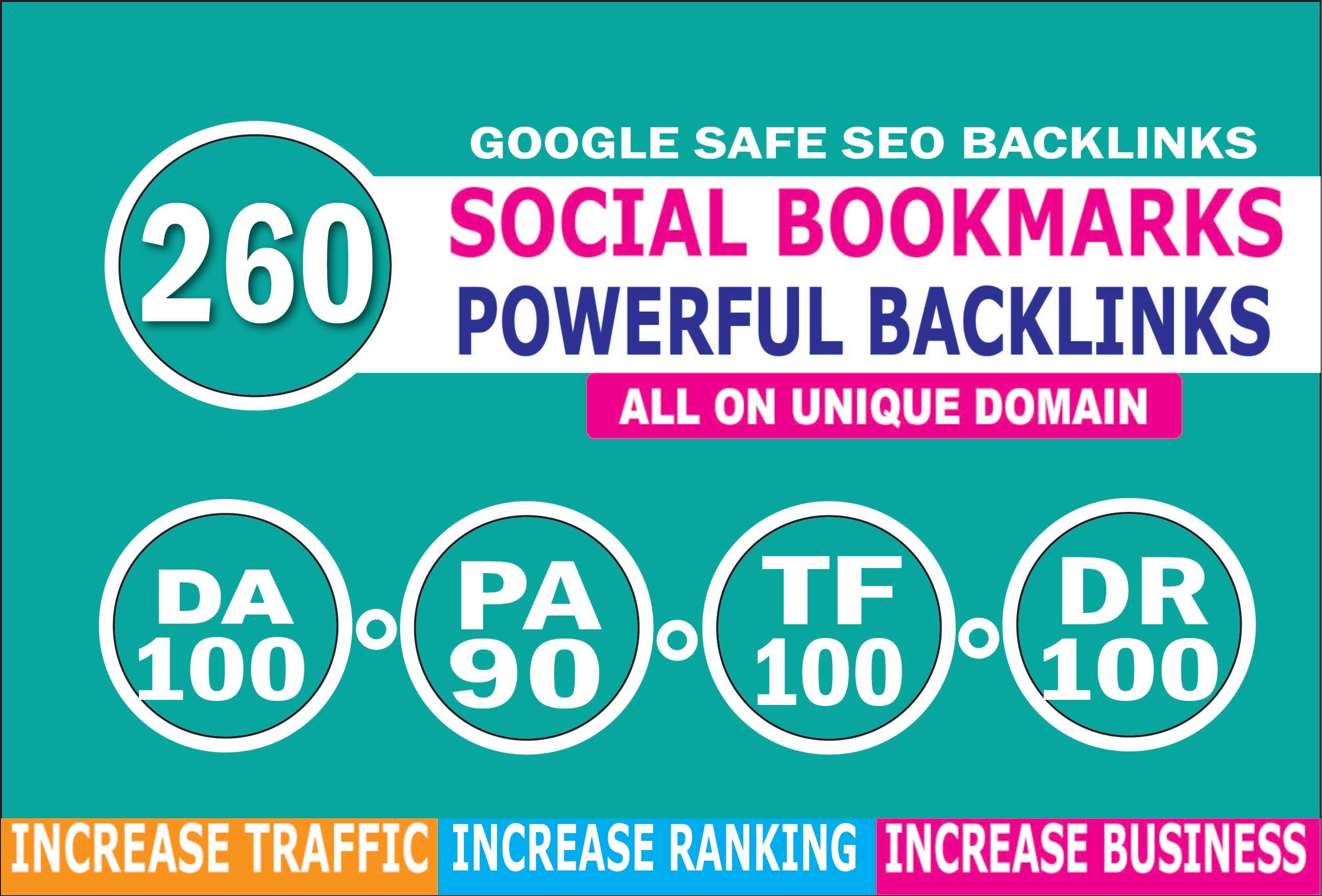 I will do website ranking on Google 1st page by 260 social bookmarks seo backlinks