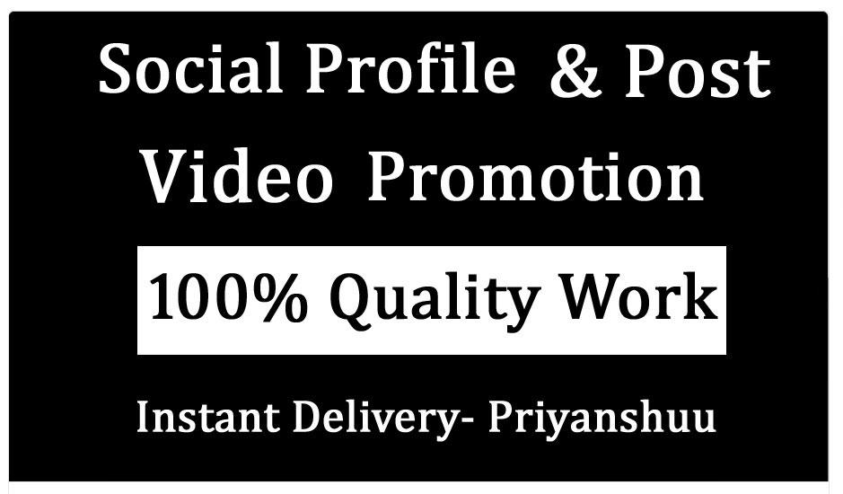 Social profile and Post Video Promotion Via Social media Marketing
