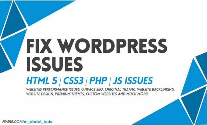 I will fix wordpress issues, fix wordpress errors and bugs quickly