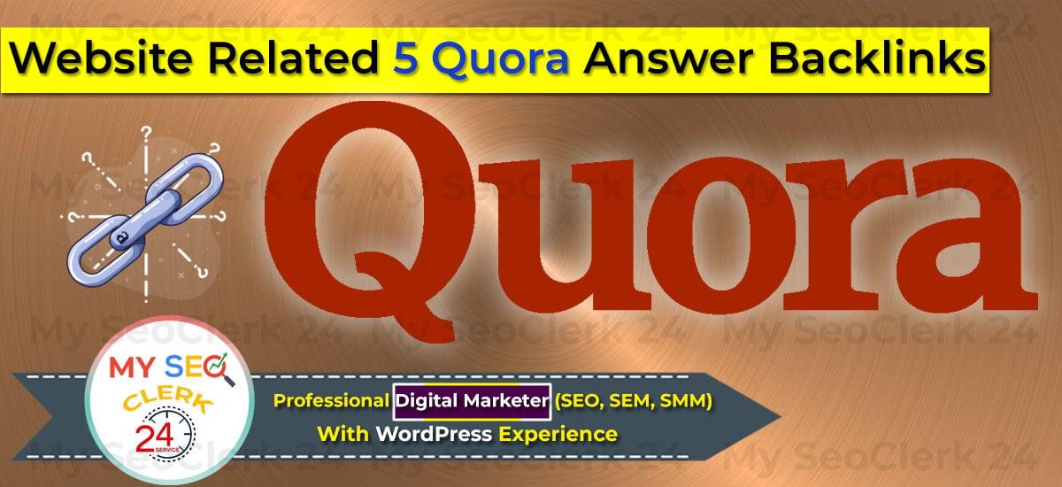 Promote Your Website On Quora, Your Website Related Article 5 Quora Answer Backlinks