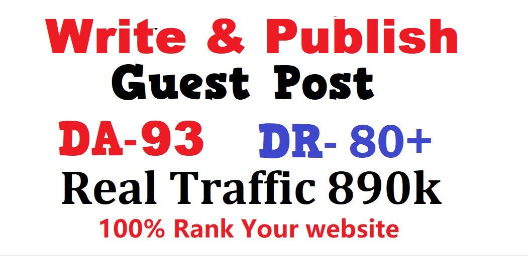 Write &Publish high quality guest post on DA-93 real blog traffic 890k