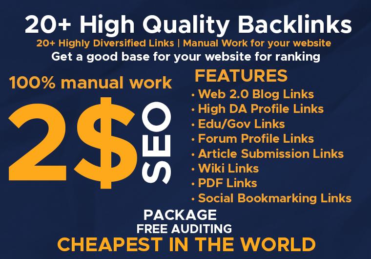 20+ High Quality Back Links Complete Manual Work For Website