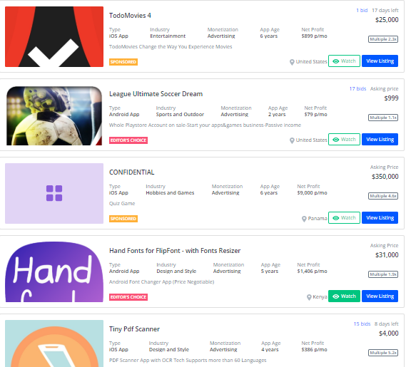 I will do a deep Market Research on the Internet and find you Android, iOS APPS and Websites on Sale