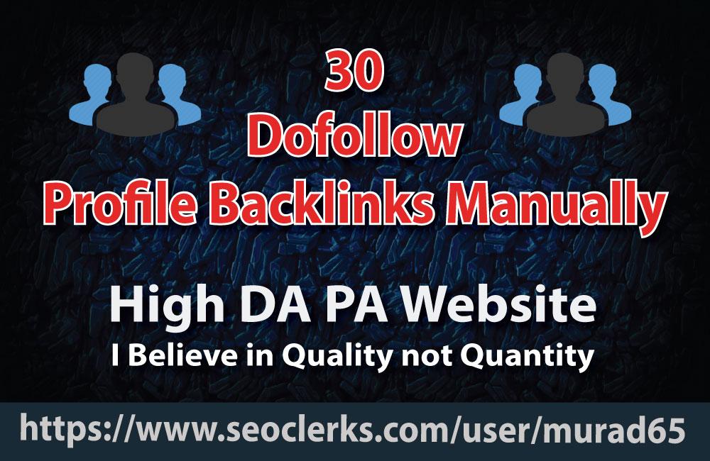 30 Dofollow Profile Backlink | High DA PA | Manually Service