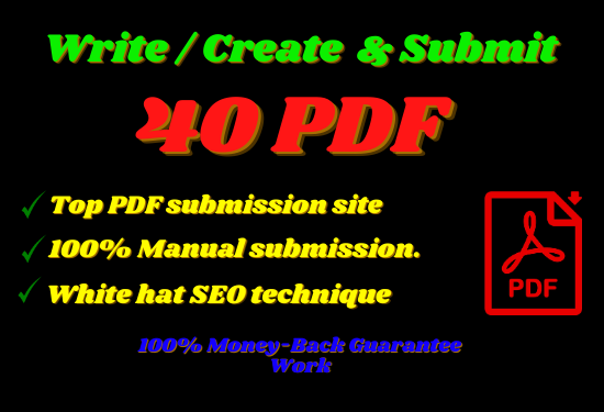 Create and submit 40 PDF IN high authority document sharing sites
