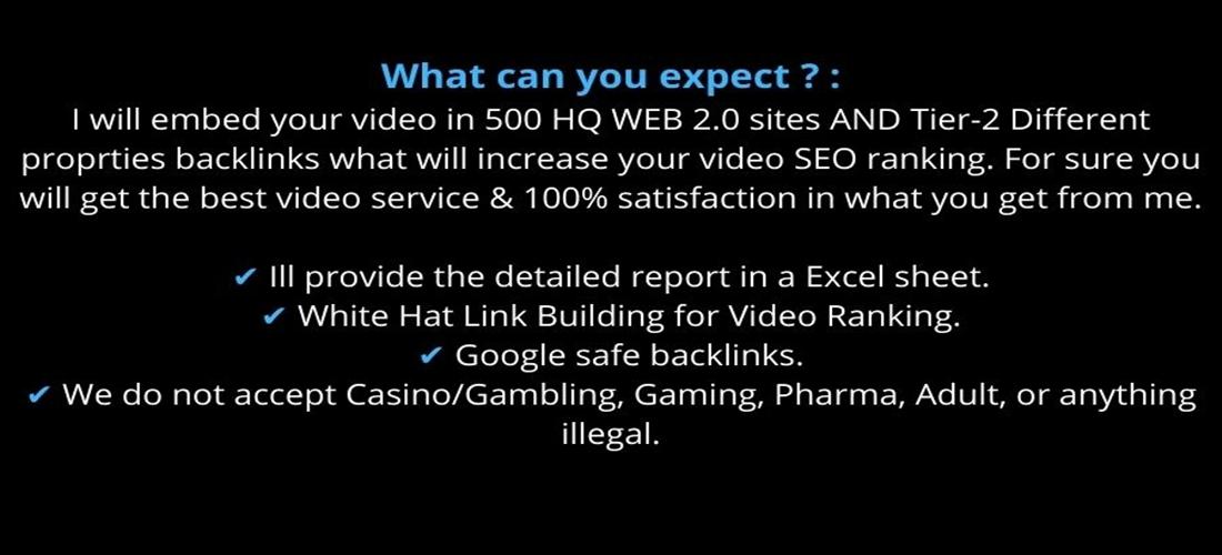 Embed Your Youtube Video in 500 High Quality Web 2.0 Sites and Differen platform Backlinks
