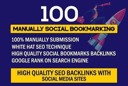 Manually 100 Social Bookmarking SEO Backlinks With Social Media Sites