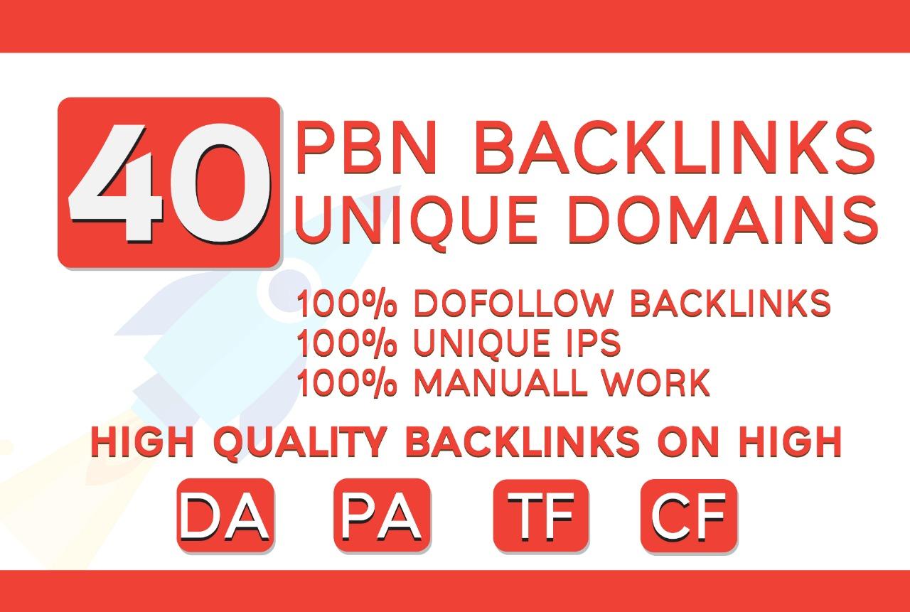 DR45+ High Quality 40 PBN Unique Domains Contextual Backlinks