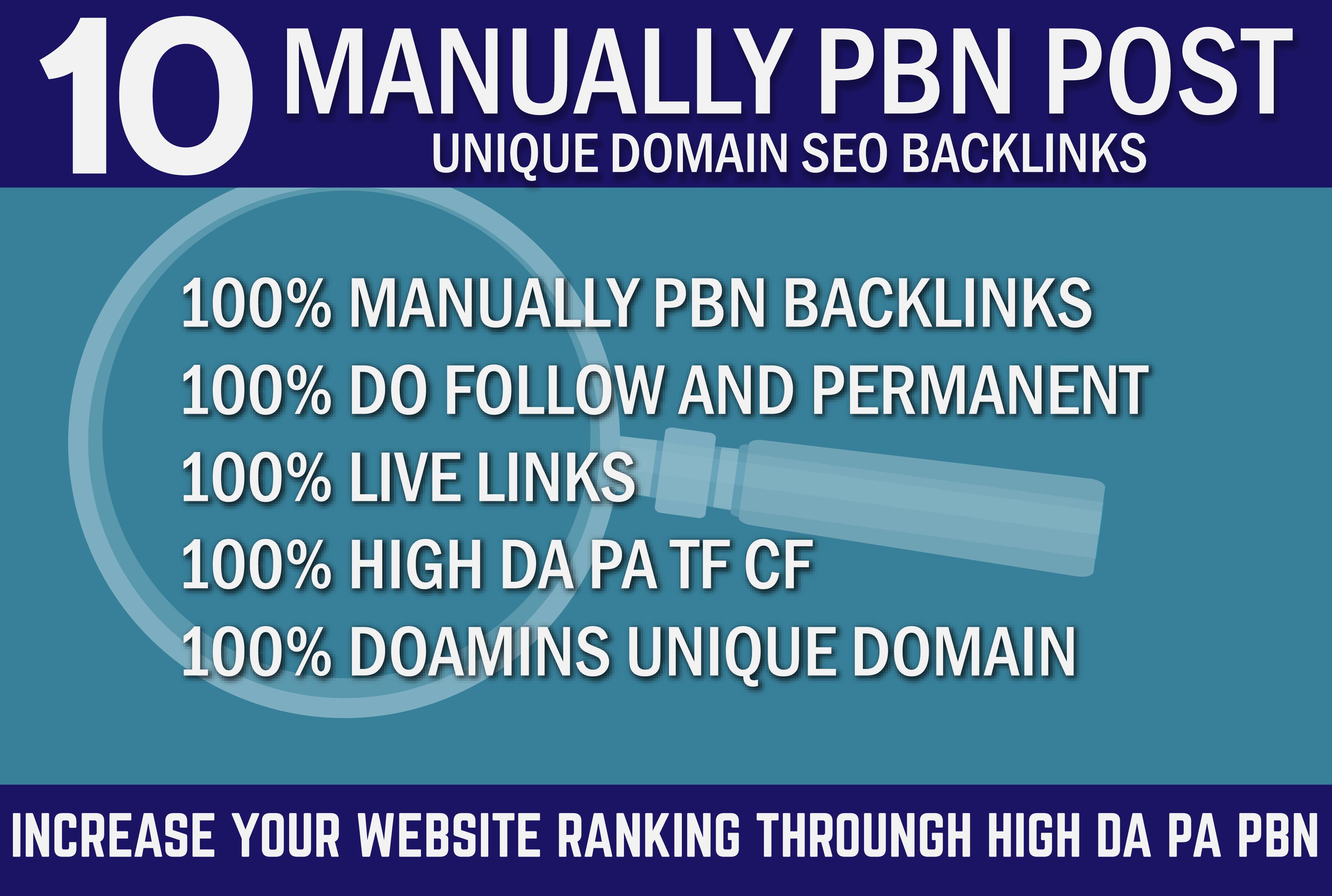 10 Manually PBN Post On Unique Domain DR 45+ Backlinks