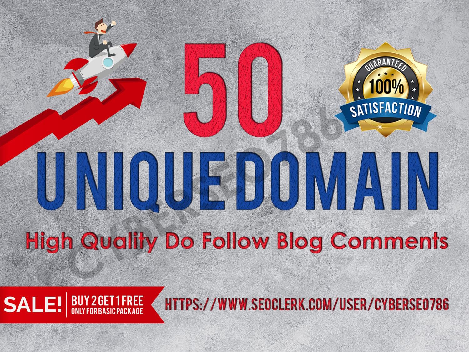 do 50 unique domain dofollow blog comments offpage seo backlinks