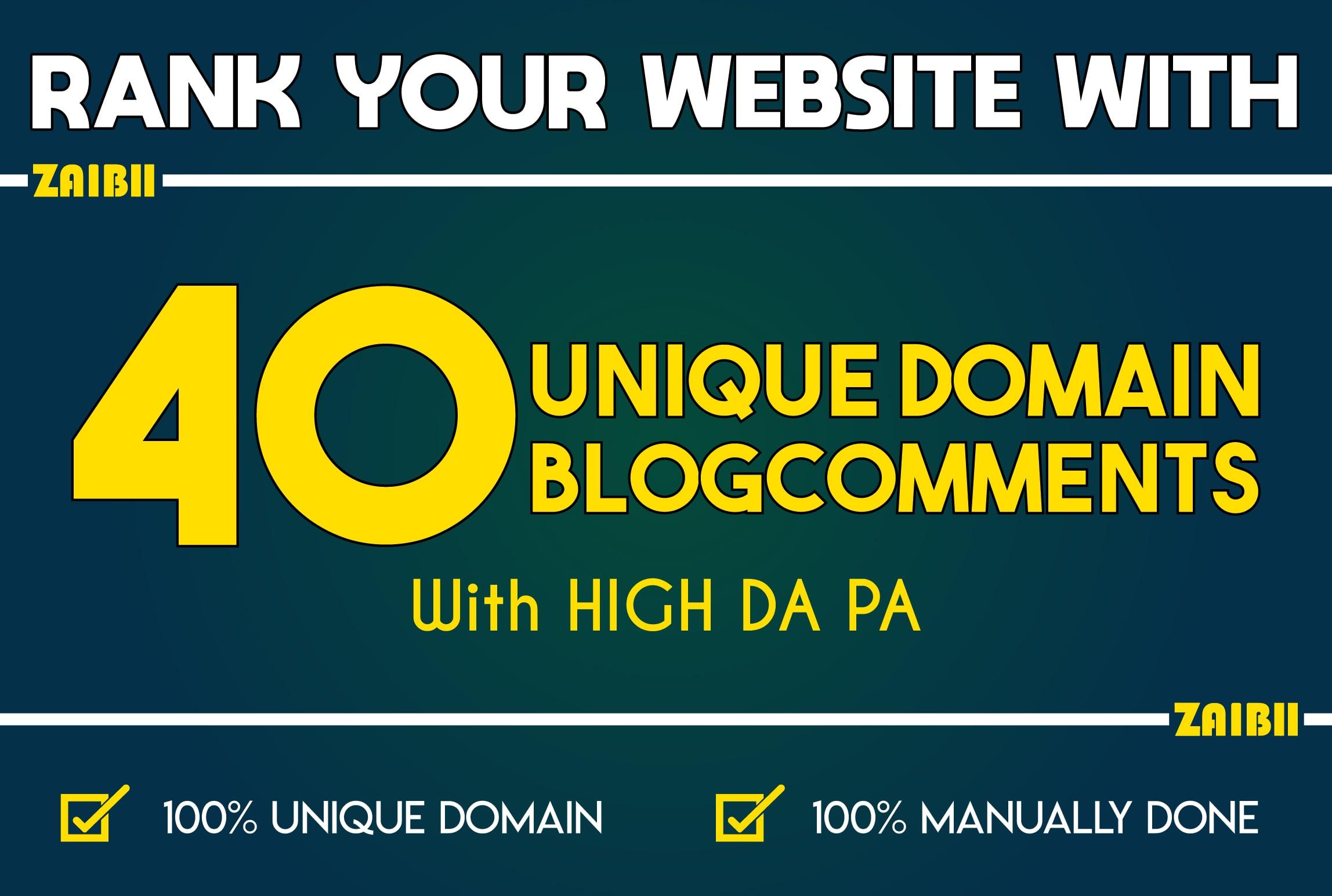 Do 40 Unique Domain Blogcomments with High DA PA