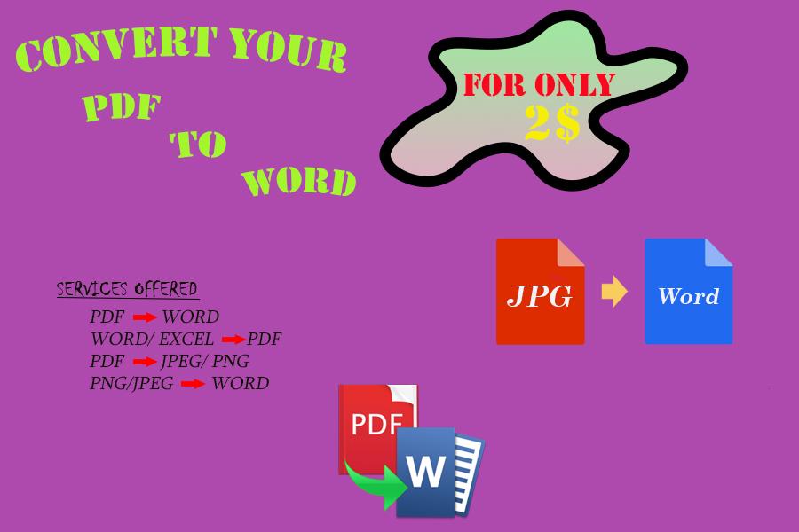 I Will Convert Your PDF,JPEG to WORD