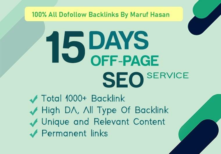 Help You To Get 1st Page On Google With 15 Days Off Page SEO Dofollow Backlinks Service