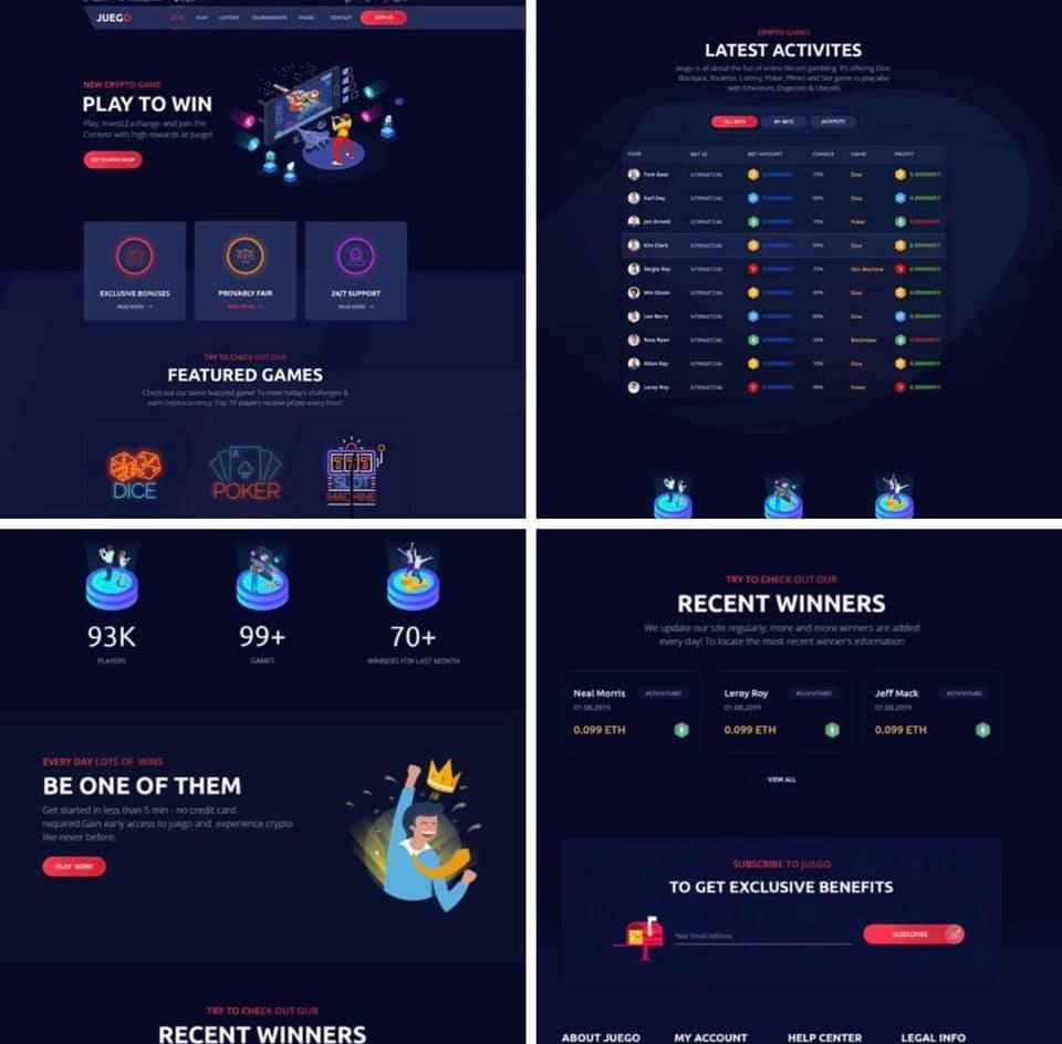 i Will build/develop Cryptocurrency Gaming Website HTML