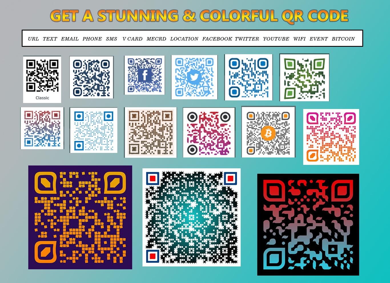 we will generate the professional 3 colorful/black & white QR CODE for you. Within minutes