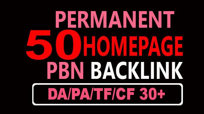 provide 50 homepage seo pbn backlinks PA 50 plus DA 30+ ranking 1
