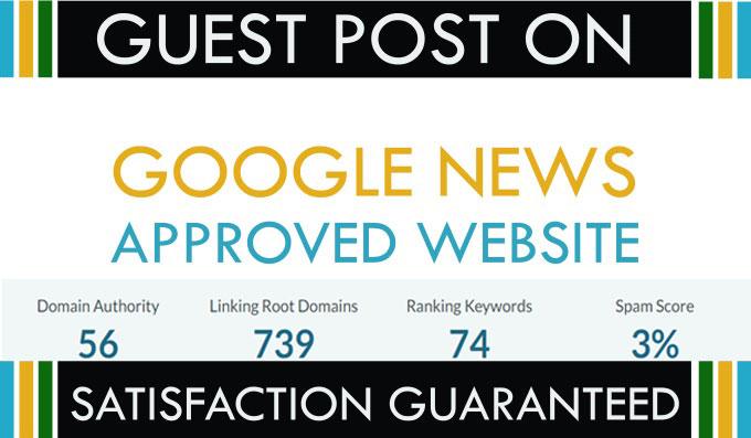 guest post On google new approved site da 56 dr63