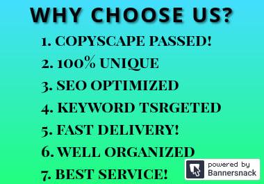 1000 words UNIQUE & SEO optimized Article Rank On First Page Faster!