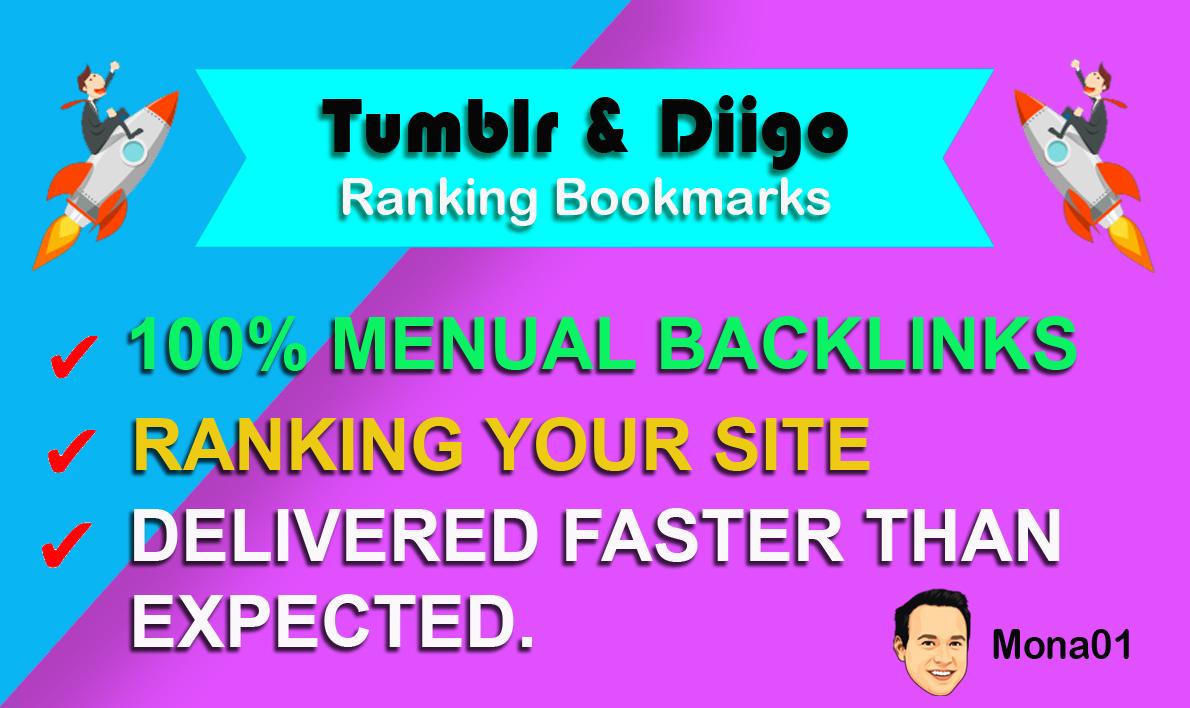 i will provide 50 diigo & 50 tumblr bookmarks SEO Real traffic 100-PERCENT manual backlinks site