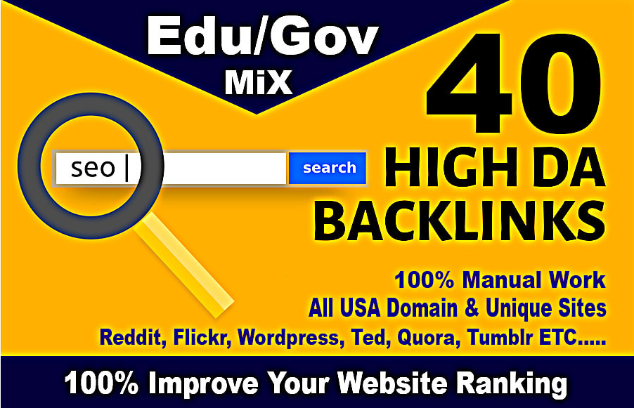 I will create top 40 usa pr9,edu dofollow seo backlinks service link building