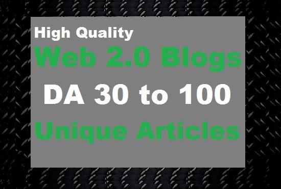 I'll build high authority super web 2 0 blogs backlinks for SEO
