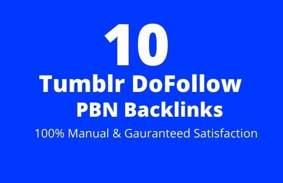 10 Tumblr DoFollow PBN Backlinks 100% Manual not Redirect 