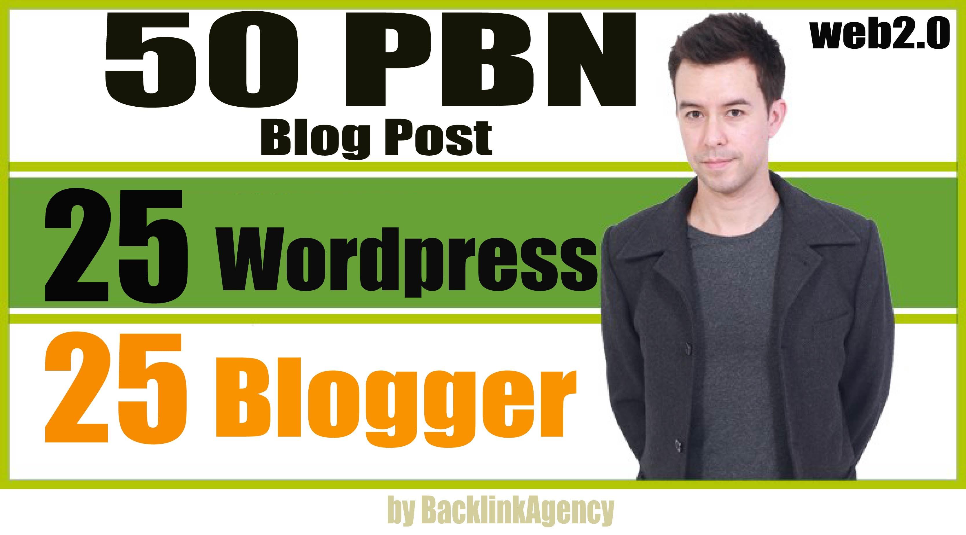 50 PBN POSTs - Backlinks Wordpress And Blogger With High DA Permanent Post